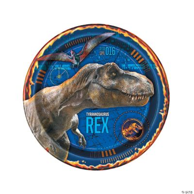 and 1 Tablecover Bundle Jurassic World Party Pack Tableware Supplies for 16 Guests 16 Dinner Napkins Includes 16 Dinner Plates 16 Dessert Plates 
